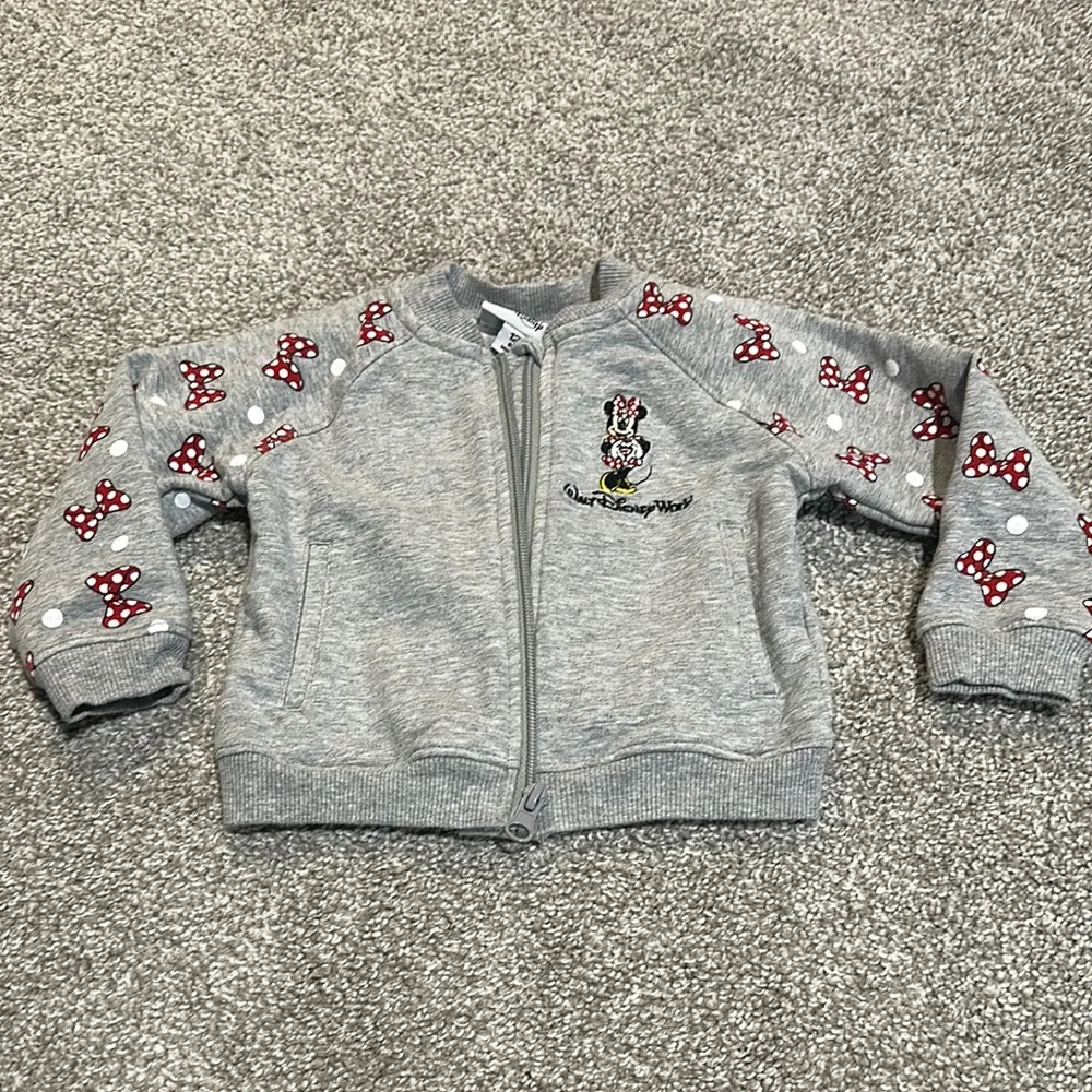 Disney‎ Parks Official Walt Disney World Minnie Mouse zip up gray jacket 12 mon